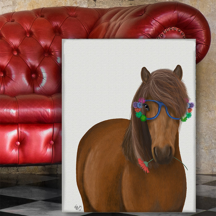 Horse and Flower Glasses, Animal Art Print
