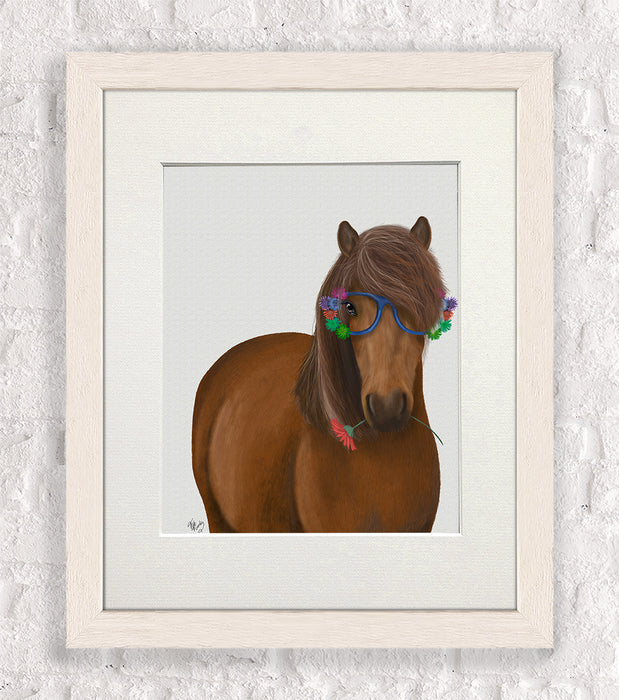 Horse and Flower Glasses, Animal Art Print
