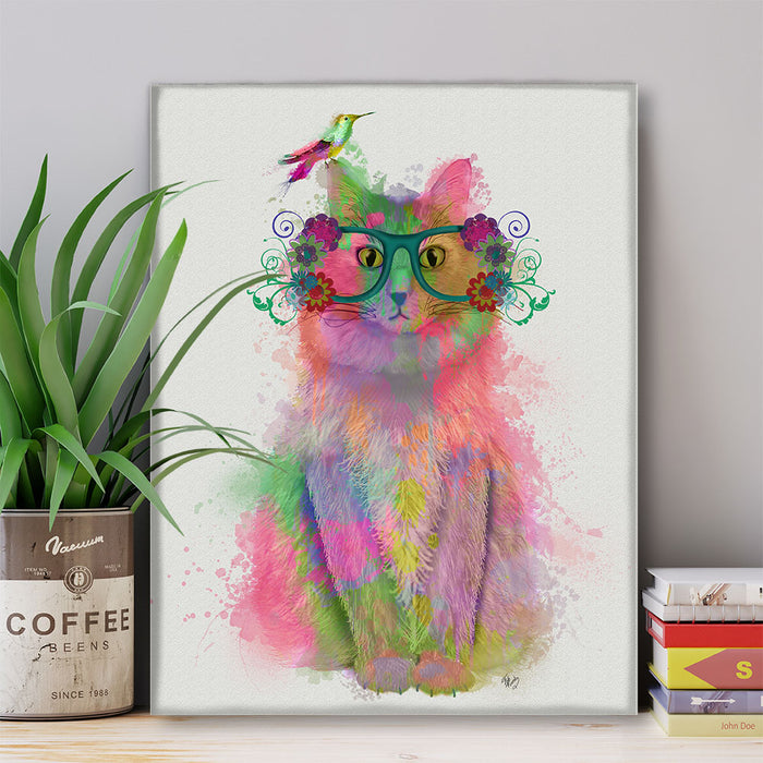 Cat Rainbow Splash 8, Art Print, Canvas Wall Art