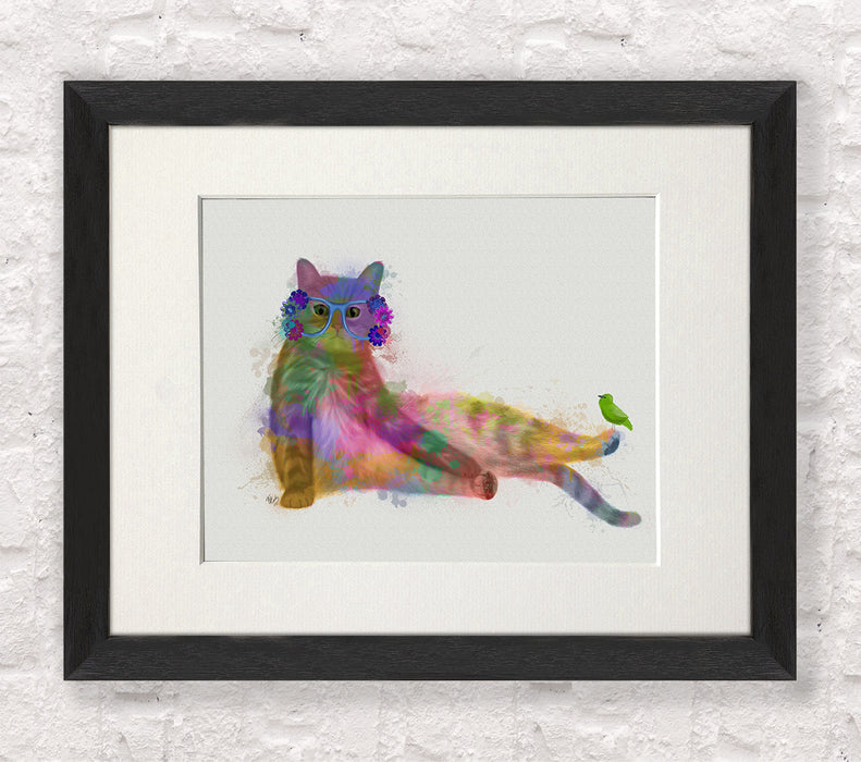 Cat Rainbow Splash 10, Art Print, Canvas Wall Art