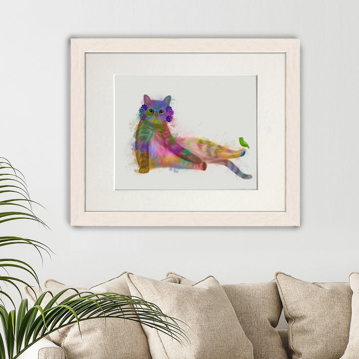 Cat Rainbow Splash 10, Art Print, Canvas Wall Art
