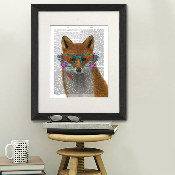 Fox and Flower Glasses, Book Print, Art Print, Wall Art