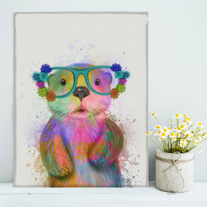 Otter Rainbow Splash, Art Print, Canvas Wall Art