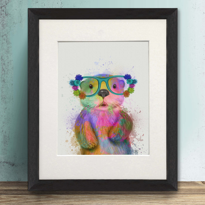 Otter Rainbow Splash, Art Print, Canvas Wall Art