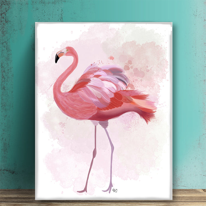 Fluffy Flamingo 1, Bird Art Print, Wall Art