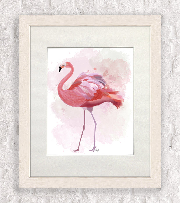 Fluffy Flamingo 1, Bird Art Print, Wall Art