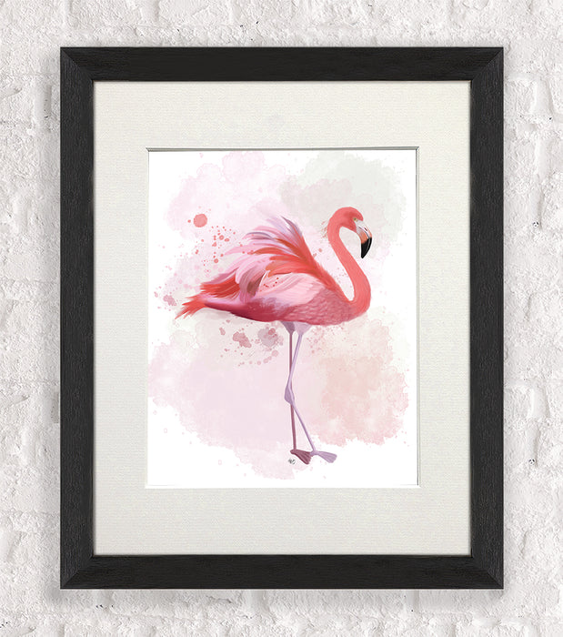 Fluffy Flamingo 2, Bird Art Print, Wall Art