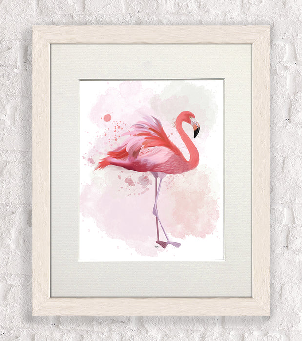 Fluffy Flamingo 2, Bird Art Print, Wall Art