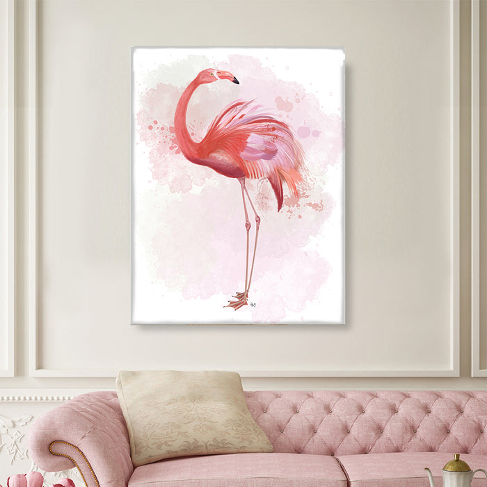 Fluffy Flamingo 3, Bird Art Print, Wall Art