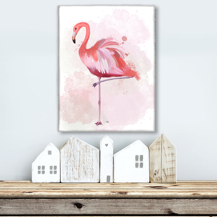 Fluffy Flamingo 4, Bird Art Print, Wall Art