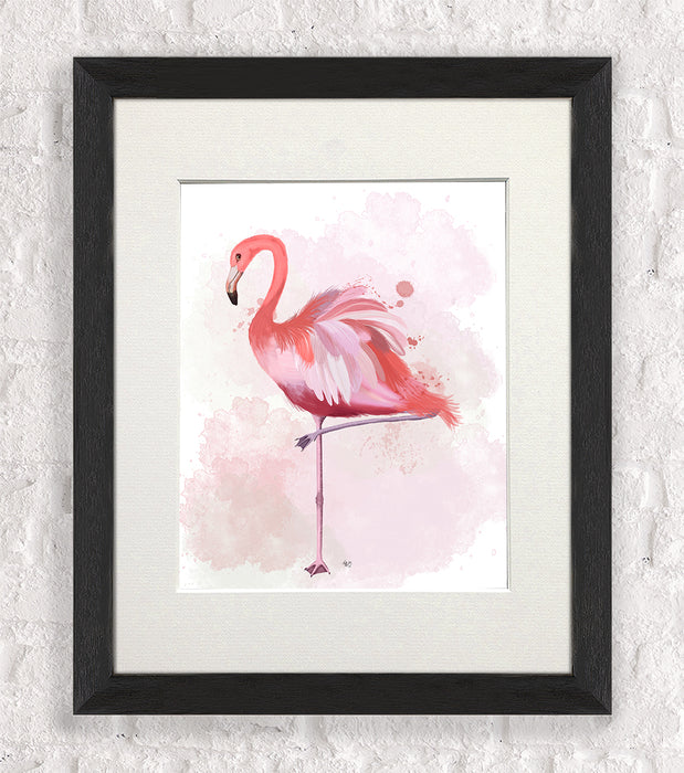 Fluffy Flamingo 4, Bird Art Print, Wall Art