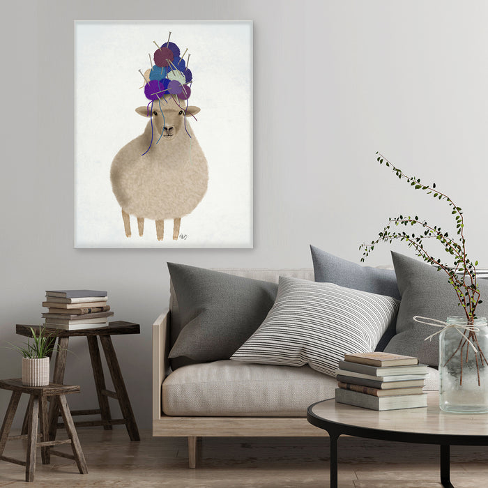 Sheep with Wool Hat, Full, Animal Art Print, Wall Art