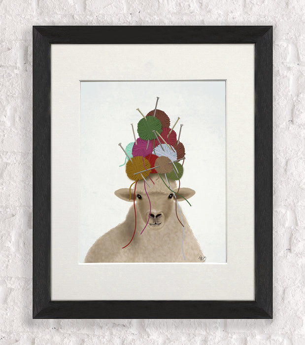 Sheep with Wool Hat, Portrait, Animal Art Print, Wall Art