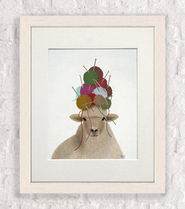 Sheep with Wool Hat, Portrait, Animal Art Print, Wall Art