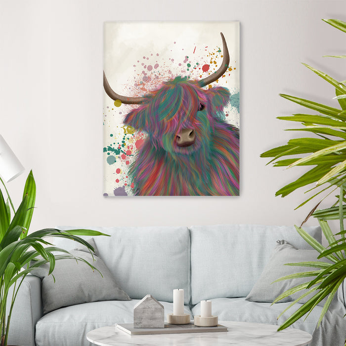 Highland Cow 1, Multicolour, Portrait, Animal Art Print