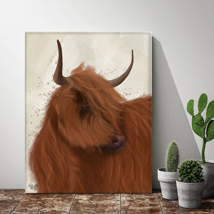 Highland Cow 2, Portrait, Animal Art Print