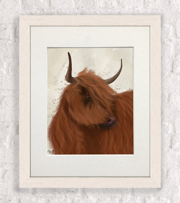 Highland Cow 2, Portrait, Animal Art Print