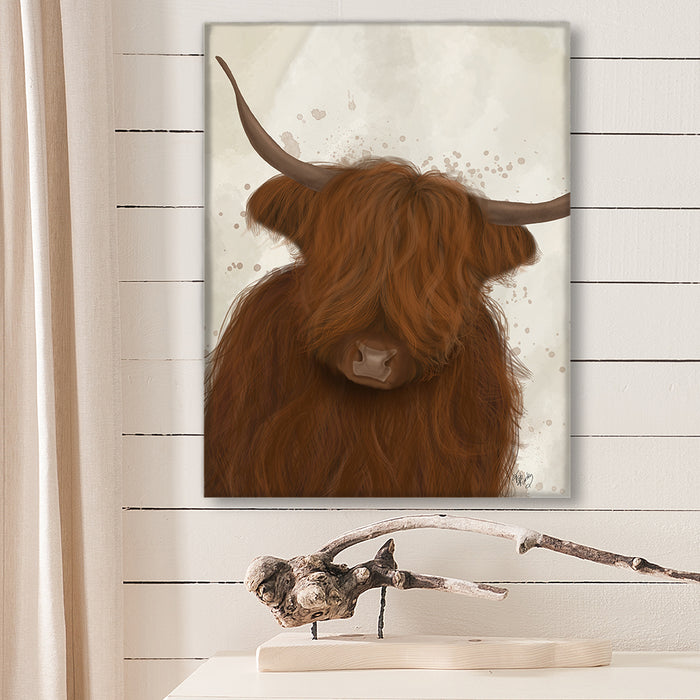 Highland Cow 3, Portrait, Animal Art Print