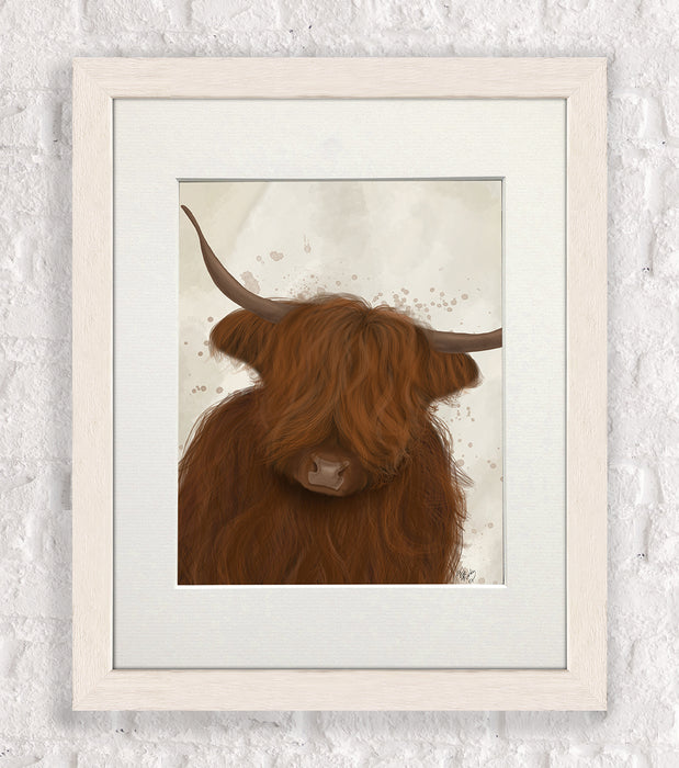Highland Cow 3, Portrait, Animal Art Print
