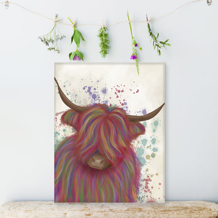 Highland Cow 3, Multicolour, Portrait, Animal Art Print