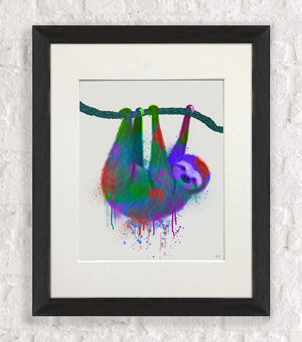 Sloth Rainbow Splash, Art Print, Canvas Wall Art