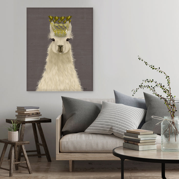 Llama Queen, Art Print, Canvas Wall Art