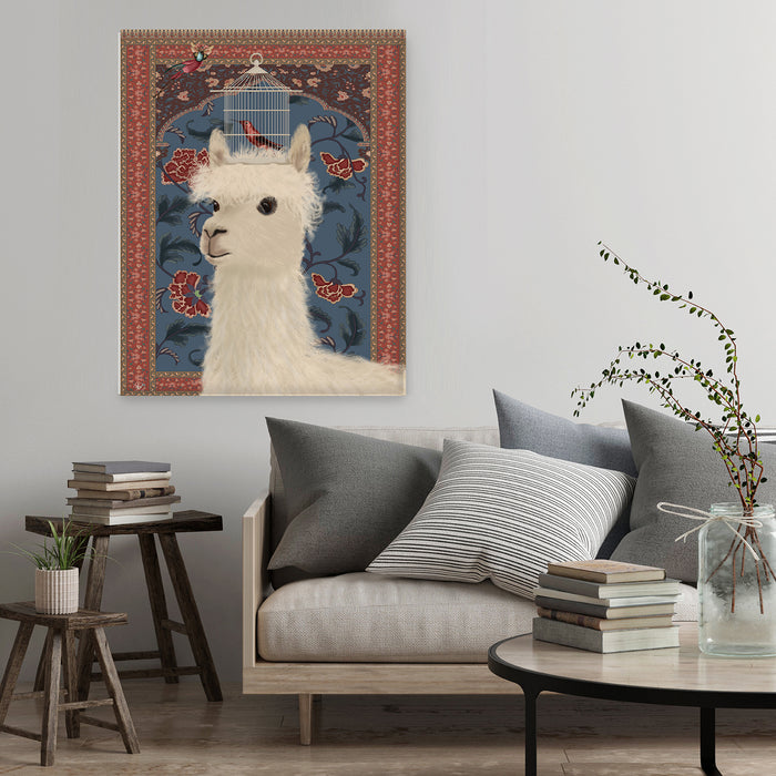 Llama and Birdcage, Animal Art Print, Wall Art