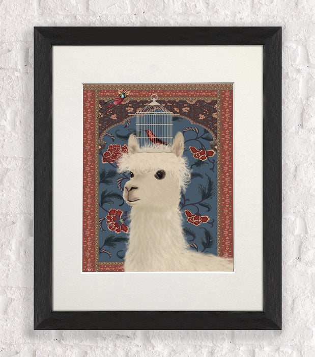 Llama and Birdcage, Animal Art Print, Wall Art