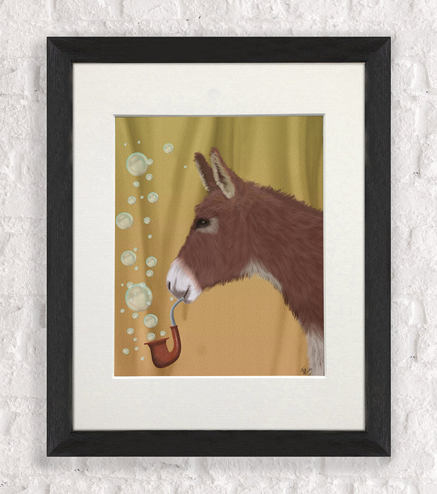 Donkey Bubble Pipe, Portrait, Animal Art Print, Wall Art
