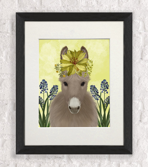 Donkey Sunflower, Animal Art Print, Wall Art