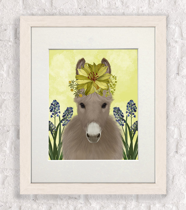 Donkey Sunflower, Animal Art Print, Wall Art