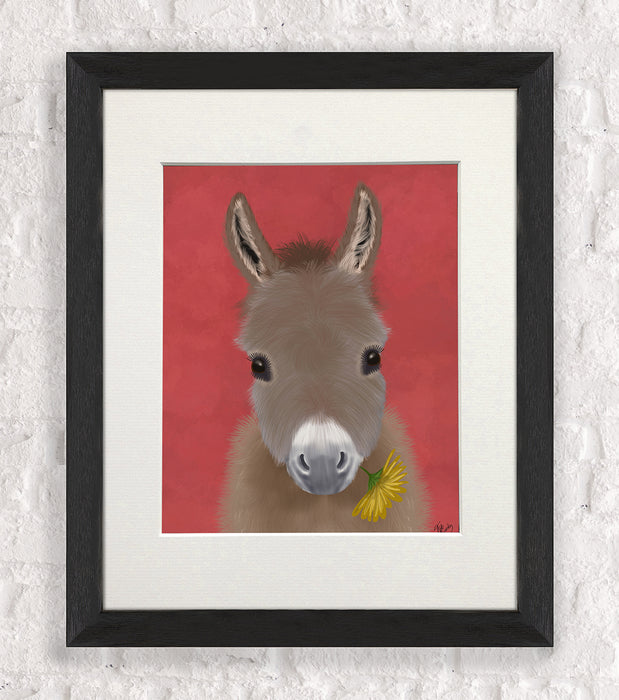 Donkey Yellow Flower, Animal Art Print, Wall Art