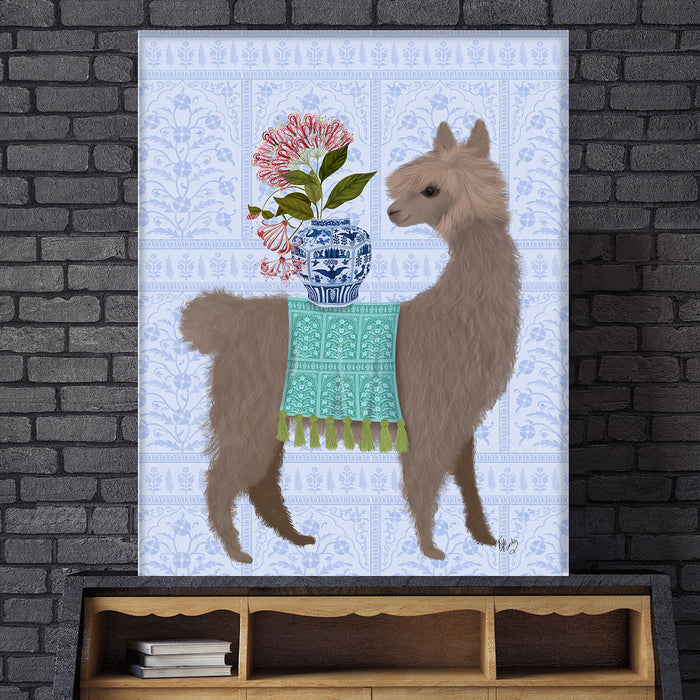 Llama Chinoiserie 1, Art Print, Canvas Wall Art