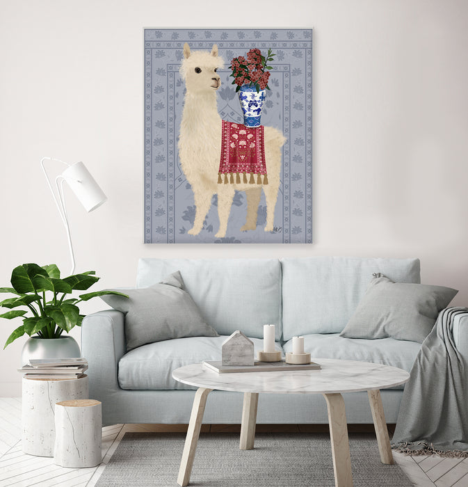 Llama Chinoiserie 2, Art Print, Canvas Wall Art
