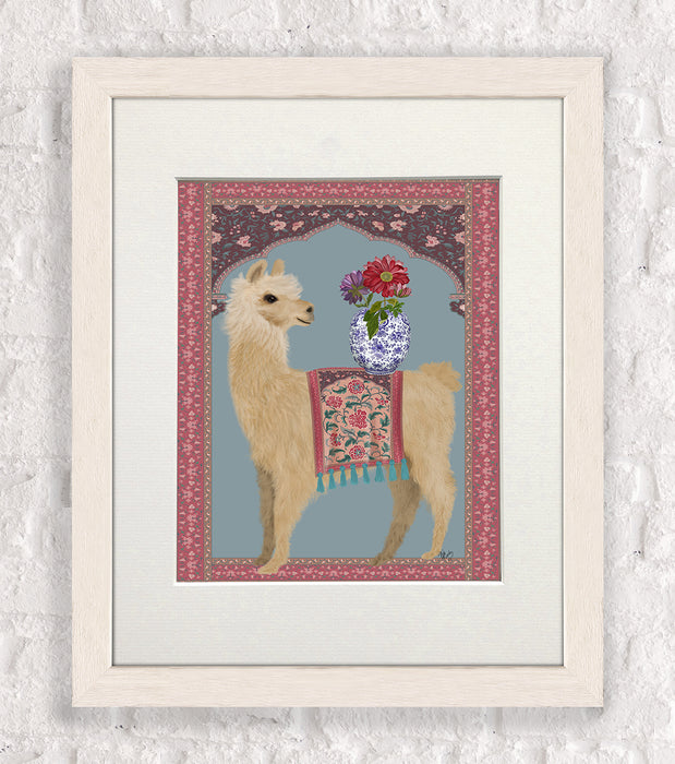 Llama Chinoiserie 3, Art Print, Canvas Wall Art