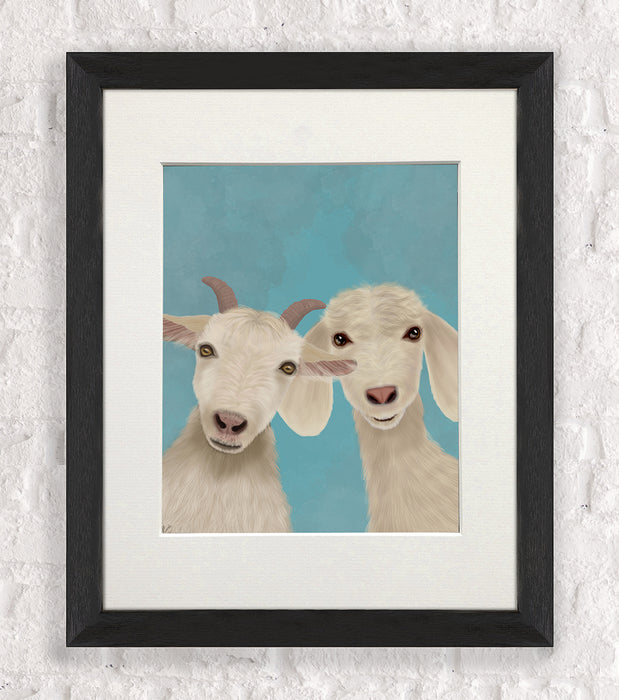 Goat Duo, Looking at You, Animal Art Print, Wall Art