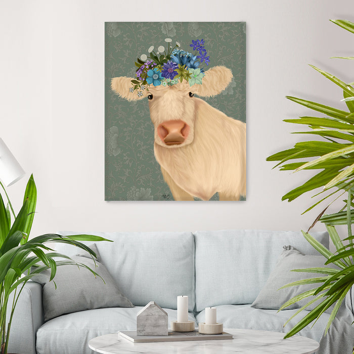 Cow Cream Bohemian 2, Animal Art Print, Wall Art