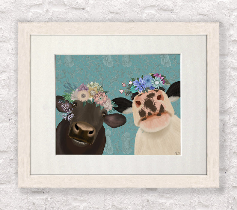 Nosey Cows Bohemian, Animal Art Print, Wall Art