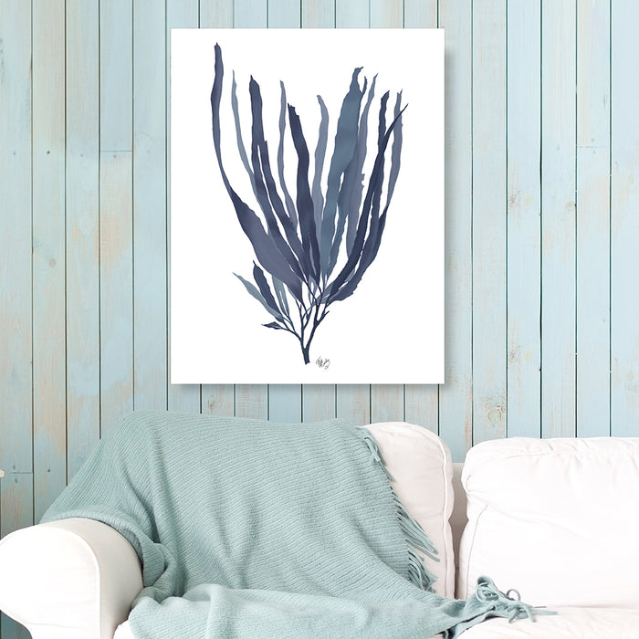 Seaweed 1 Ocean Botanical in Blue, White or Green, Nautical print, Coastal art