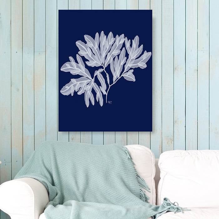 Seaweed 4 Ocean Botanical on Indigo Blue, Navy Blue or Green, Nautical print, Coastal art