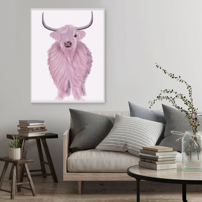 Highland Cow in Pink, Animal Art Print