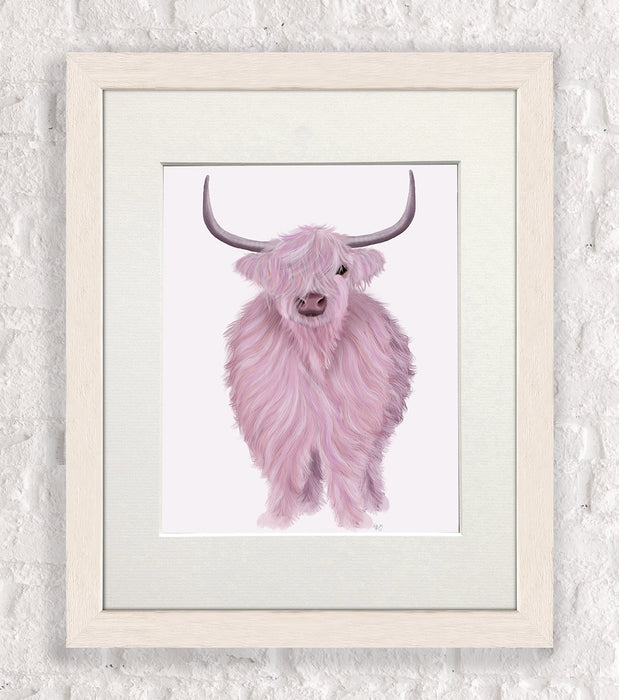 Highland Cow in Pink, Animal Art Print