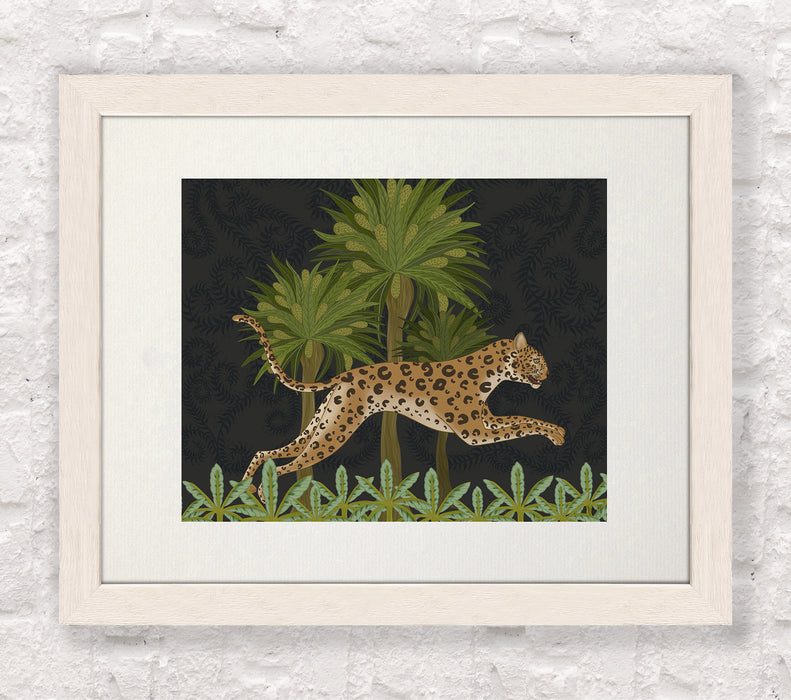 Leaping Leopard, Charcoal, Animalia , Art Print, Wall Art