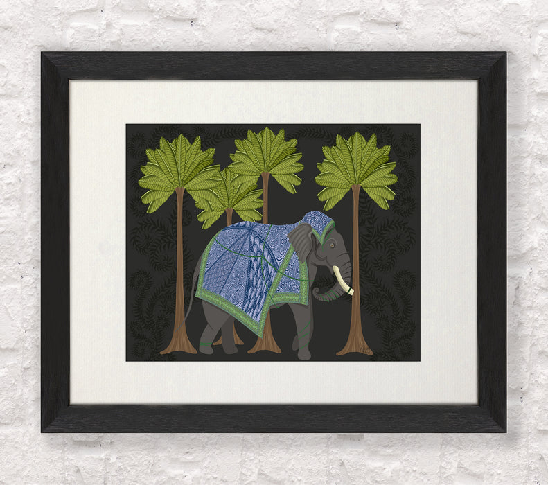 Elephant in palms, Charcoal, Animalia , Art Print, Wall Art