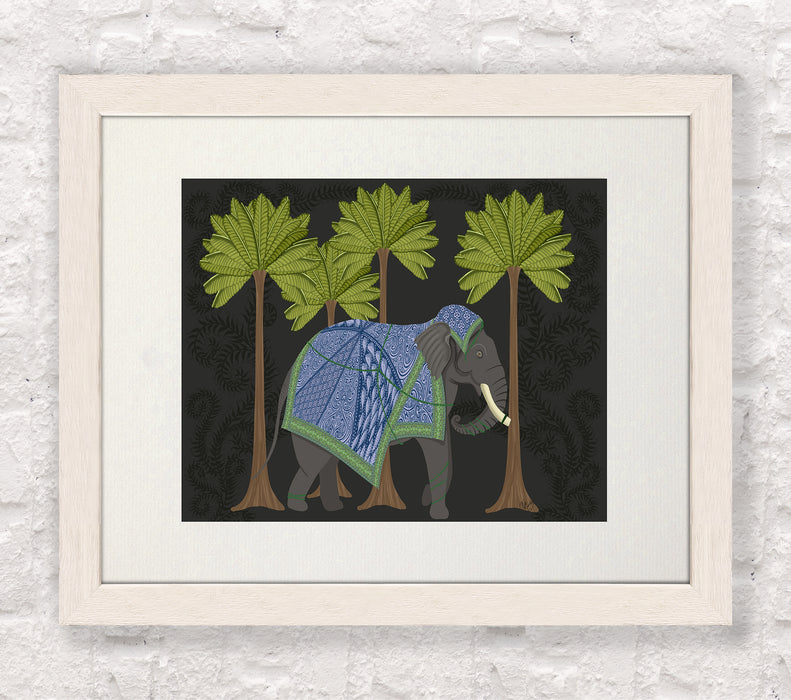 Elephant in palms, Charcoal, Animalia , Art Print, Wall Art