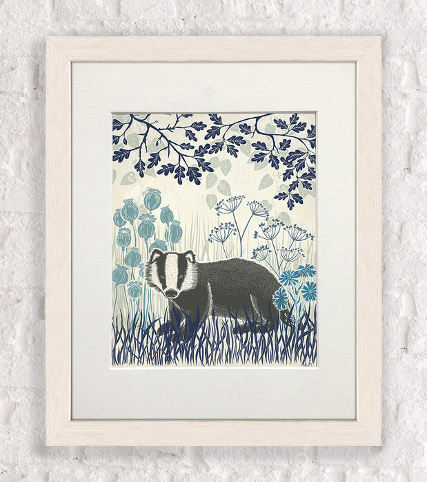 Country Lane Badger 5, Blue, Art Print
