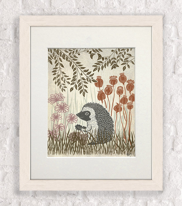 Country Lane Hedgehog, Earth, Art Print
