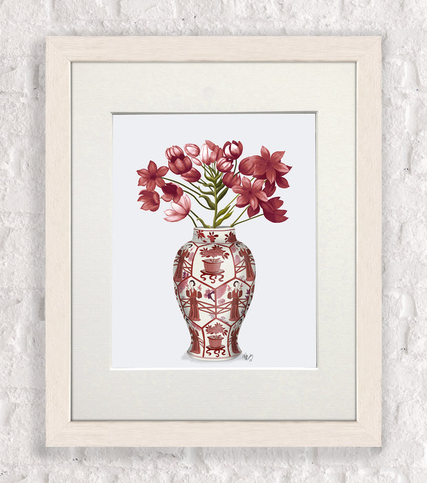 Chinoiserie Arabian Star Red, Red Vase, Art Print