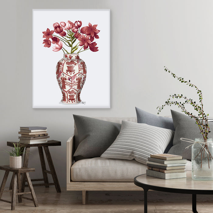 Chinoiserie Arabian Star Red, Red Vase, Art Print