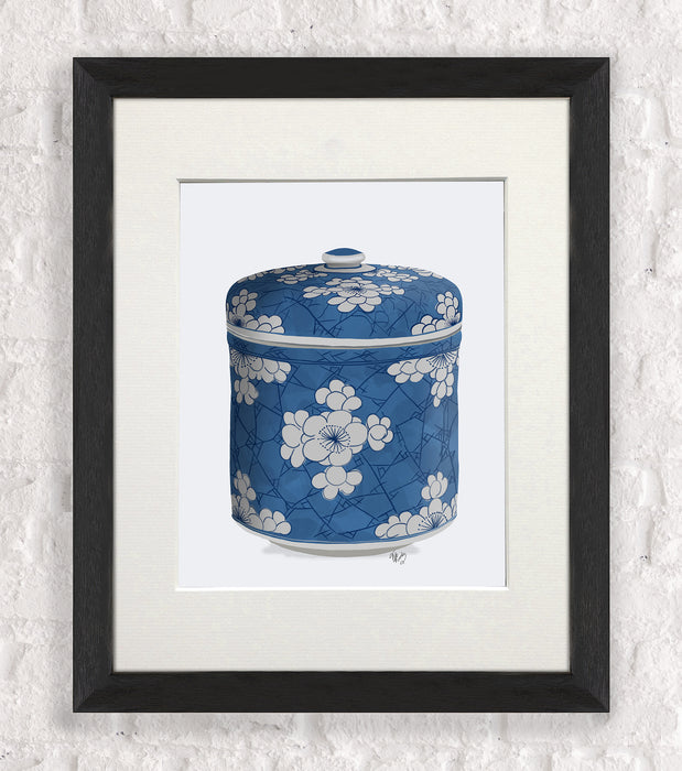 Chinoiserie Cherry Blossom Pot, Blue, Art Print